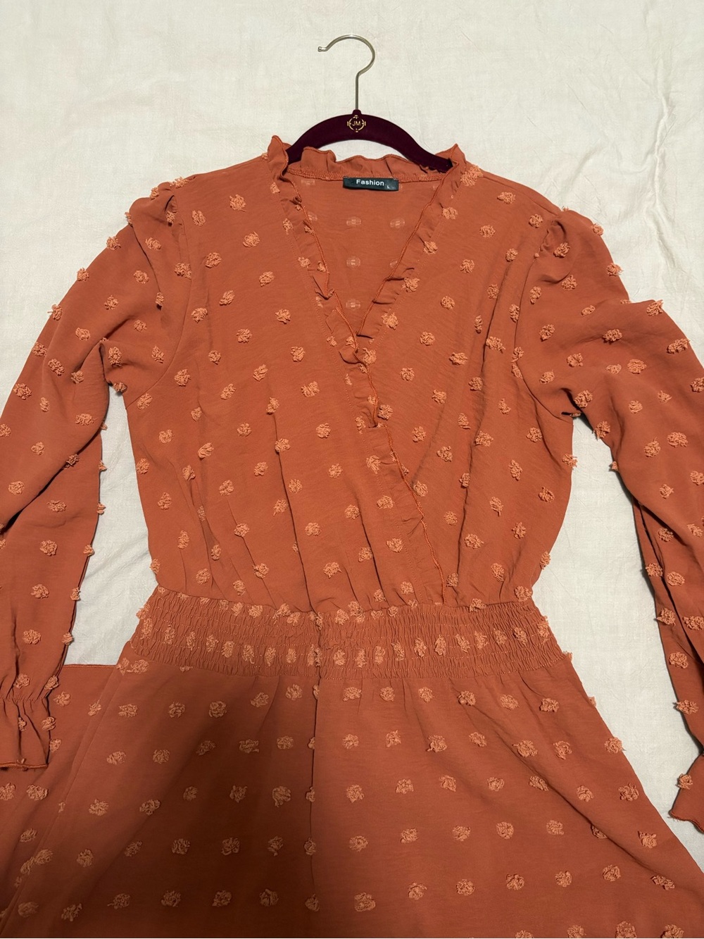 Women's Rust Ruffle Maxi Dress - Picture 2 of 3